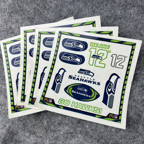 Lot of 4 Seattle Seahawks Waterless Temp Tattoos 12th Man NFL GO HAWKS! - Picture 1 of 4